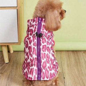 Pink leopard dog coat